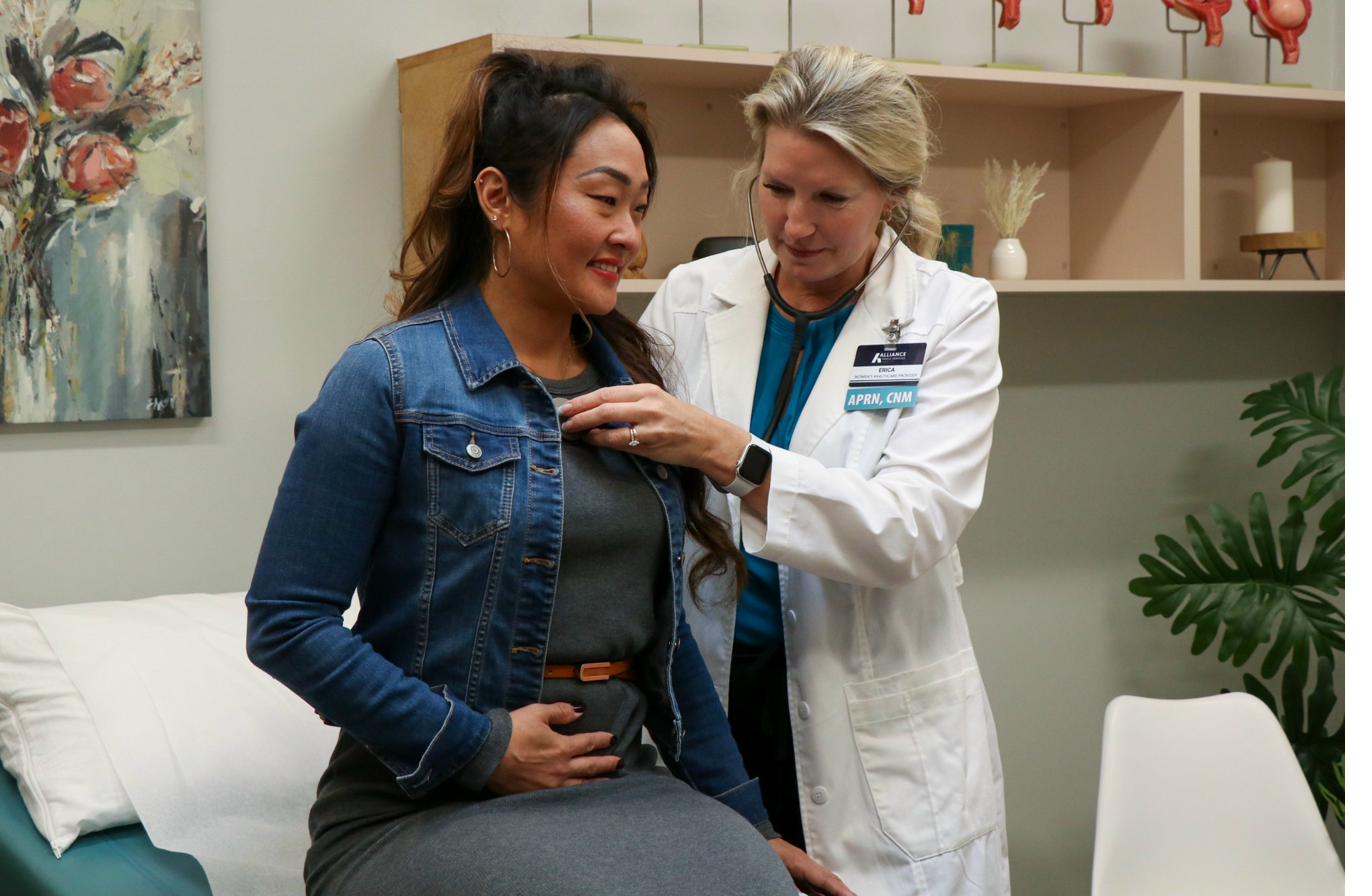 Nurse practitioner with patient at Alliance Women's Clinic